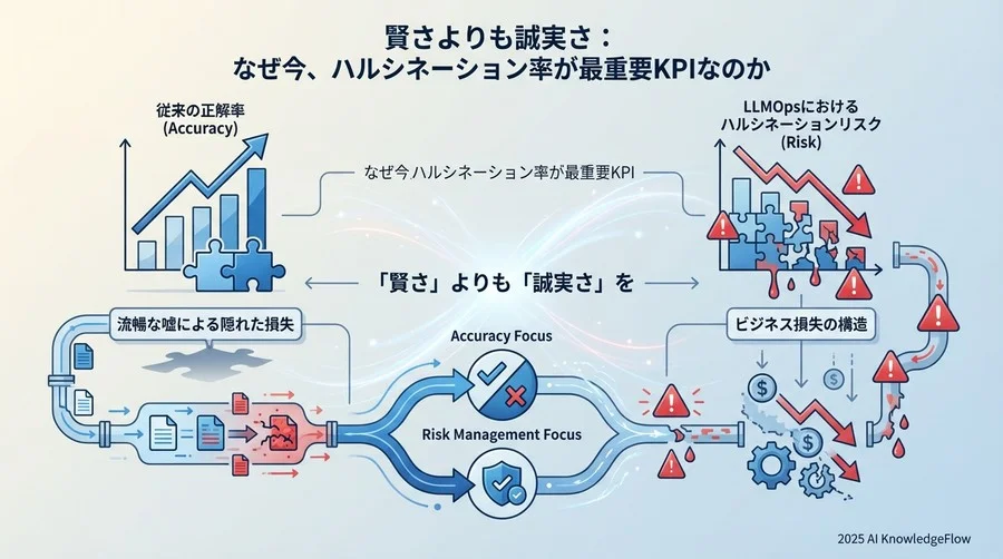 「賢さ」よりも「誠実さ」を：なぜ今、ハルシネーション率が最重要KPIなのか - Section Image