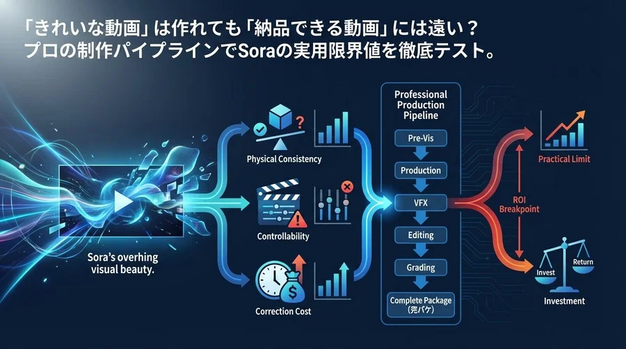 Soraは「完パケ」に耐えうるか？プロの映像制作フローで検証する実用限界とROIの分岐点