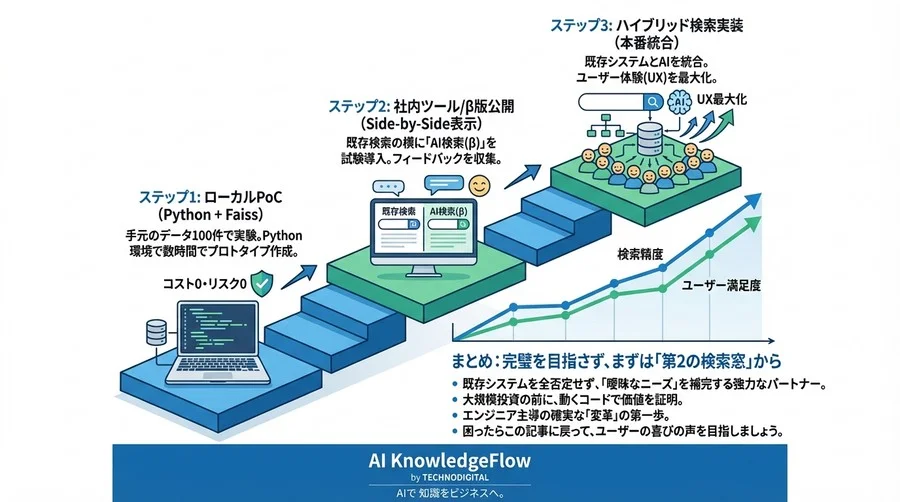 既存DBはそのままに。「意味」で探せるセマンティック検索をPythonでアドオン実装する確実な手順 - Conclusion Image