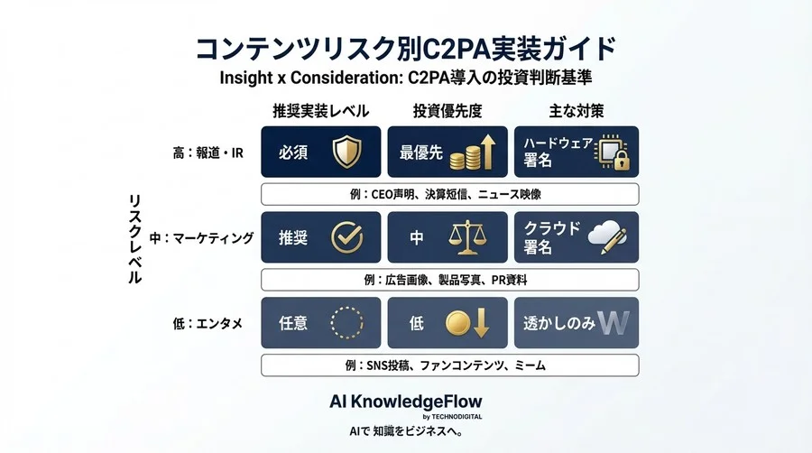 ディープフェイク対策の落とし穴：C2PA導入の「見えないコスト」と経営層が持つべき3つの投資判断基準 - Conclusion Image