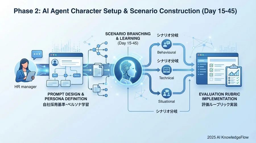 フェーズ2：AIエージェントのキャラクター設定とシナリオ構築（Day 15-45） - Section Image