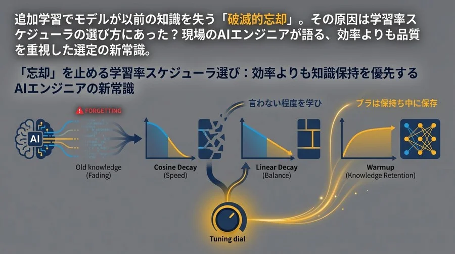 「忘却」を止める学習率スケジューラ選び：効率よりも知識保持を優先するAIエンジニアの新常識