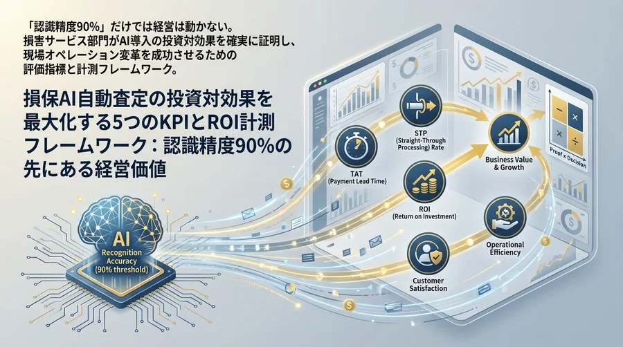 損保AI自動査定の投資対効果を最大化する5つのKPIとROI計測フレームワーク：認識精度90%の先にある経営価値