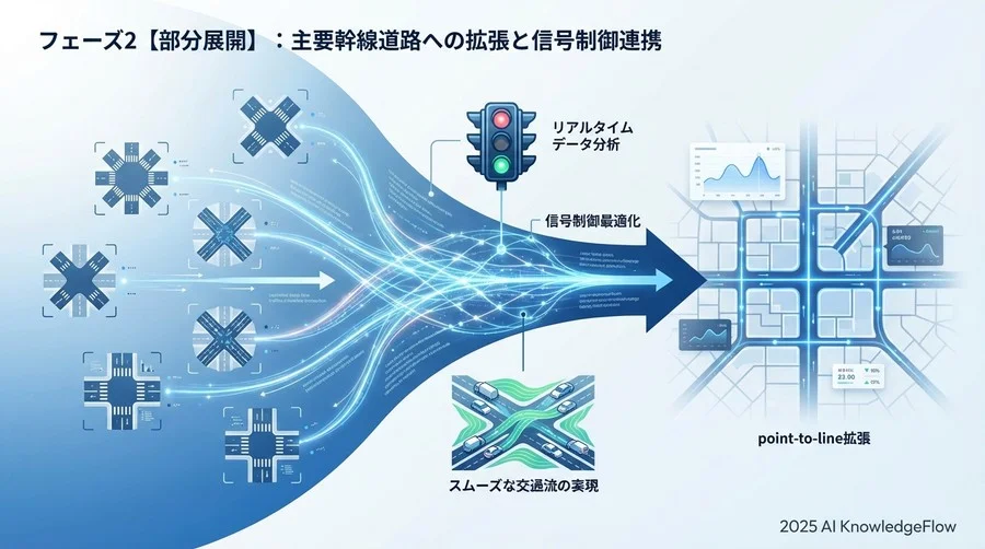 フェーズ2【部分展開】：主要幹線道路への拡張と信号制御連携 - Section Image