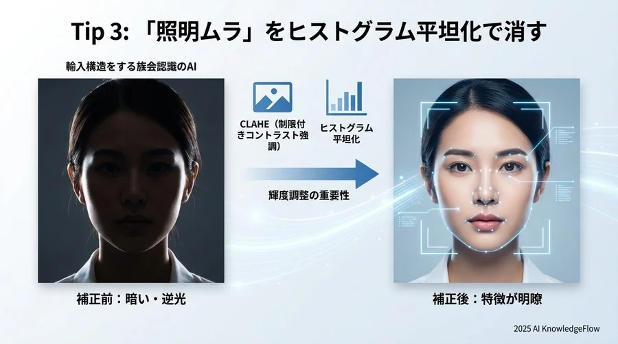 Tip 3: 「照明ムラ」をヒストグラム平坦化で消す - Section Image