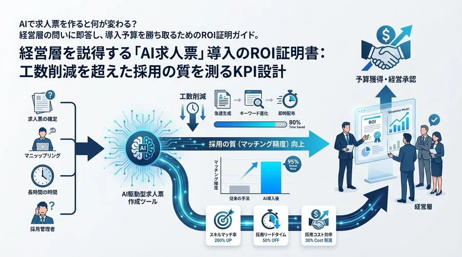 経営層を説得する「AI求人票」導入のROI証明書：工数削減を超えた採用の質を測るKPI設計