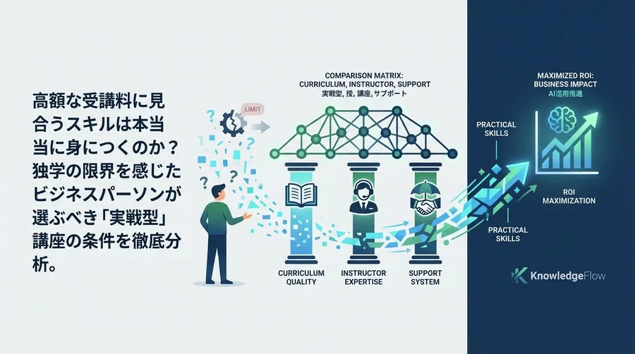 プロンプトエンジニアリング通信講座の「実務定着度」辛口比較：独学の限界とROIを最大化する選び方