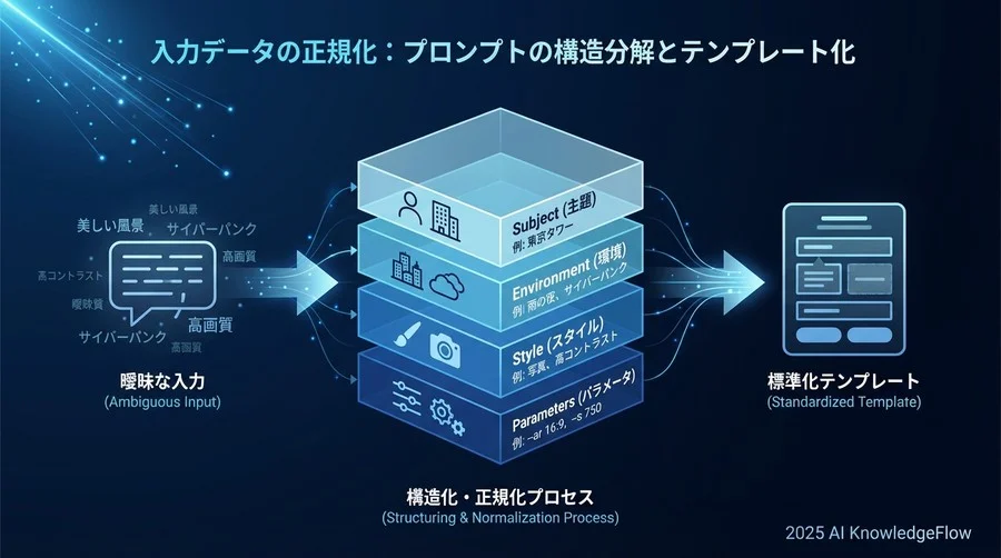 入力データの正規化：プロンプトの構造分解とテンプレート化 - Section Image