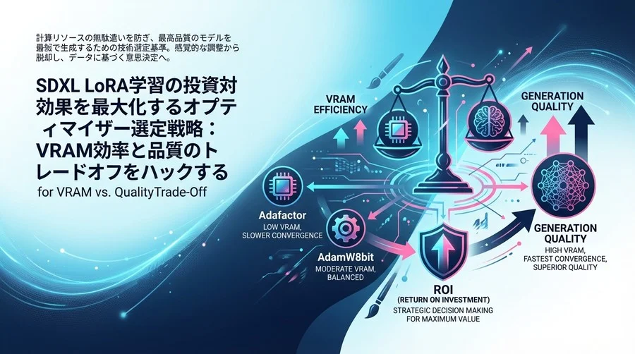 SDXL LoRA学習の投資対効果を最大化するオプティマイザー選定戦略：VRAM効率と品質のトレードオフをハックする