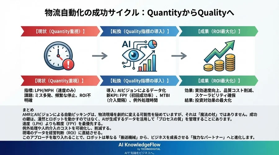 最新ロボットでも生産性が上がらない理由とは？AIビジョンが可視化する「3つの隠れたKPI」で物流DXを成功へ導く - Conclusion Image