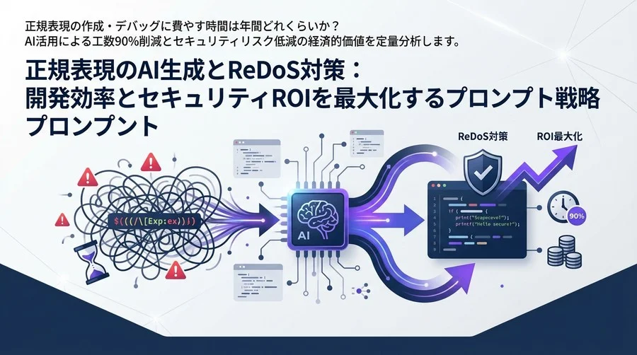 正規表現のAI生成とReDoS対策：開発効率とセキュリティROIを最大化するプロンプト戦略