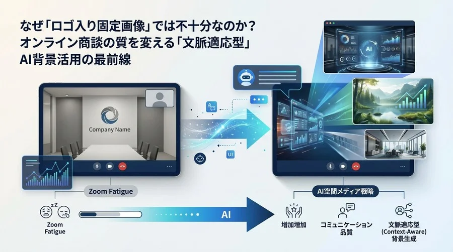 なぜ「固定ロゴ」では勝てないのか？Teams背景をAIで「空間メディア」に変える戦略的活用術