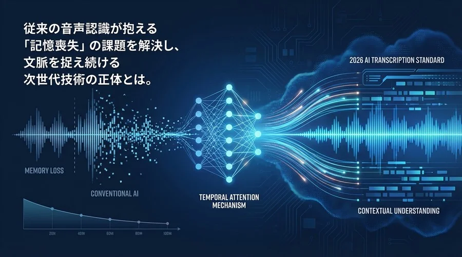 音声認識の精度限界は「記憶喪失」にあった。時間軸アテンションが変える2026年のAI議事録標準