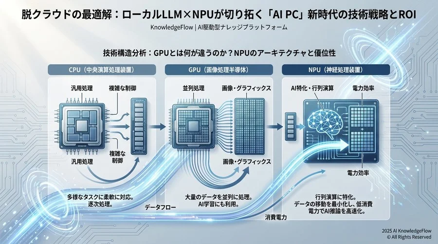 技術構造分析：GPUとは何が違うのか？NPUのアーキテクチャと優位性 - Section Image
