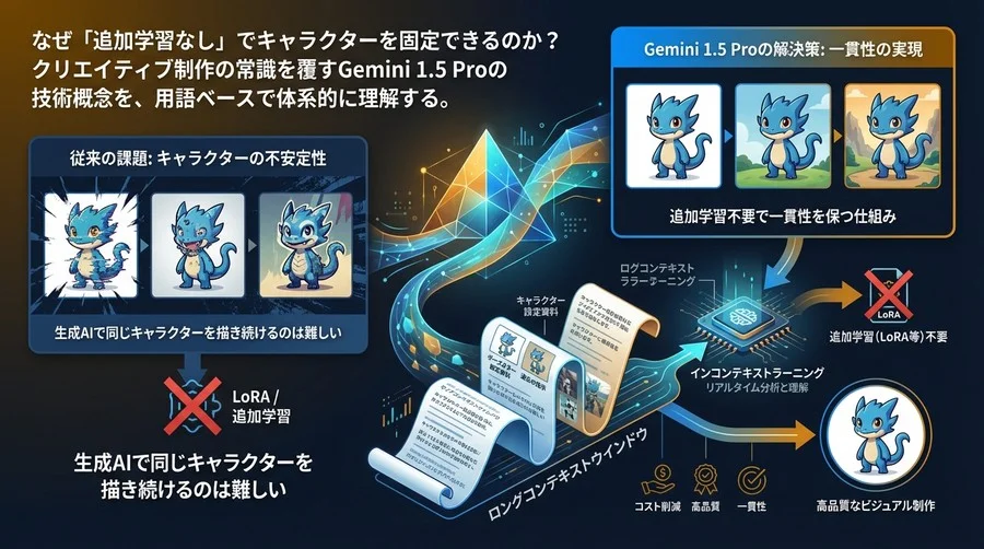 Geminiモデルでキャラクターを固定する技術概念：追加学習不要で一貫性を保つ仕組みを解剖