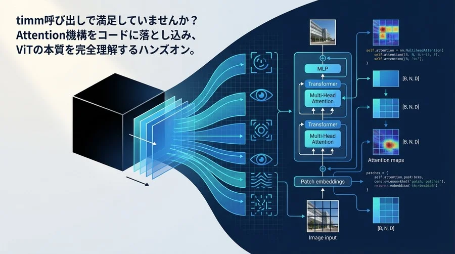 脱ブラックボックス。Vision Transformer (ViT) をPyTorchでスクラッチ実装し、Attentionの挙動を可視化する