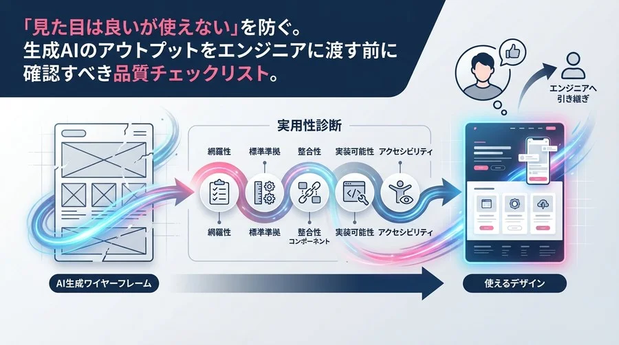 AI生成ワイヤーフレームの実用性診断ガイド：実装で失敗しないための5つの評価軸と品質チェックリスト