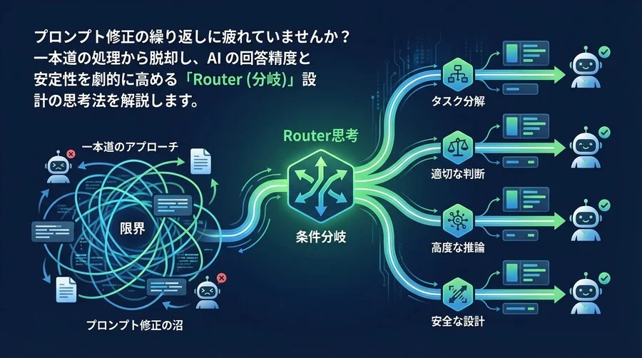 プロンプト修正の沼から脱出せよ。ノーコードAIの精度を劇的に高める「Router思考」と設計戦略