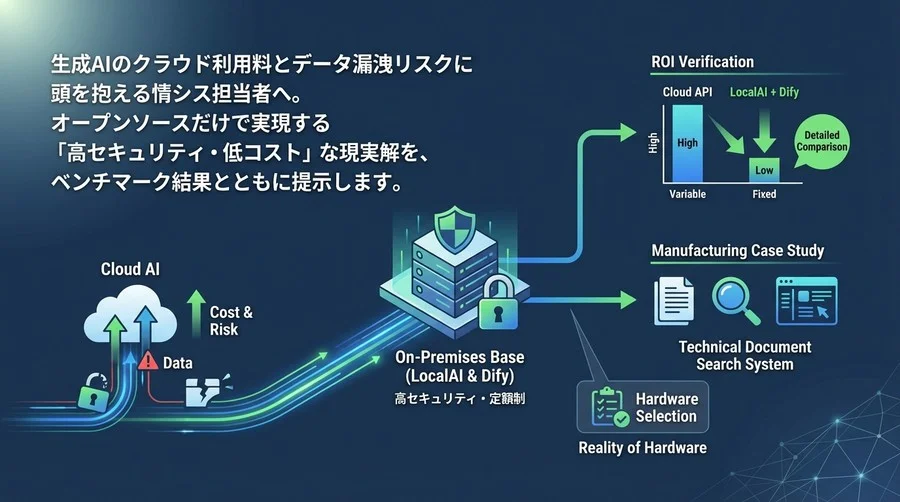 クラウドAIのコストとリスクに終止符を。LocalAIとDifyで構築する「高セキュリティ・定額制」オンプレミス基盤のROI検証