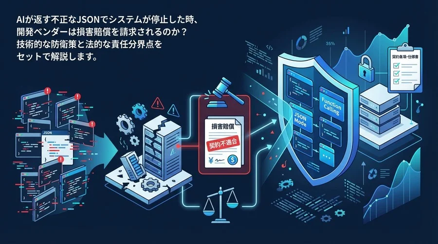 AIが吐く不正JSONで損害賠償？開発会社が守るべき契約不適合リスクと技術的防衛策の全貌