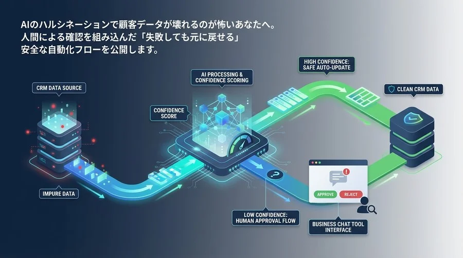 MakeとOpenAIで構築する「失敗しない」CRMデータクレンジング：承認フロー付き自動化の実装