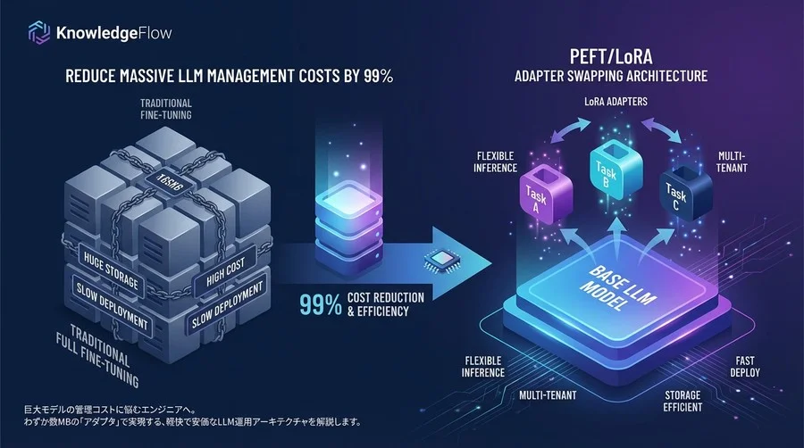 巨大LLMの管理コストを99%削減！PEFT/LoRAで実現する「着せ替え」デプロイ戦略とアーキテクチャ設計