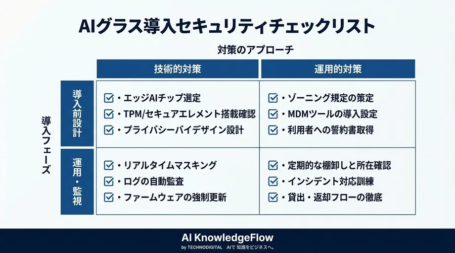 「カメラ禁止」の壁を越える：AIグラスの映像流出を防ぐエッジAI技術とセキュリティ運用規定 - Conclusion Image