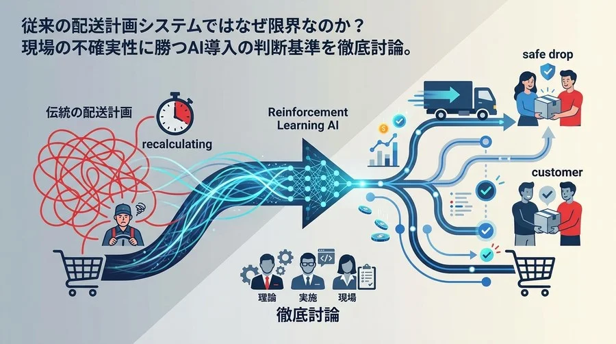 「再計算で出発できない」を終わらせる。強化学習が物流現場の“不確実性”に勝てる理由と導入の分水嶺