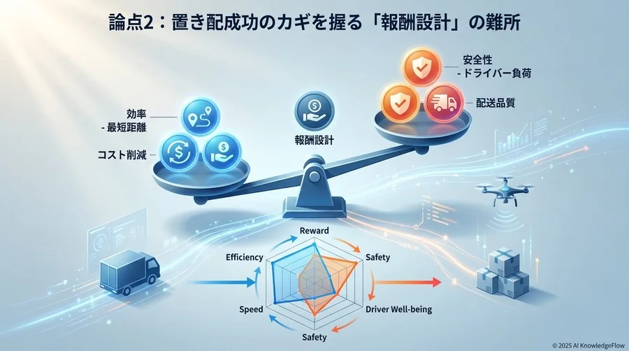 論点2：置き配成功のカギを握る「報酬設計」の難所 - Section Image
