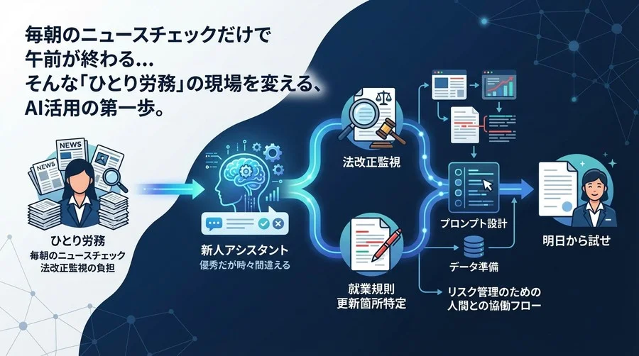 ひとり労務を救うAIエージェント活用術：法改正監視から就業規則更新まで「新人アシスタント」と働く方法