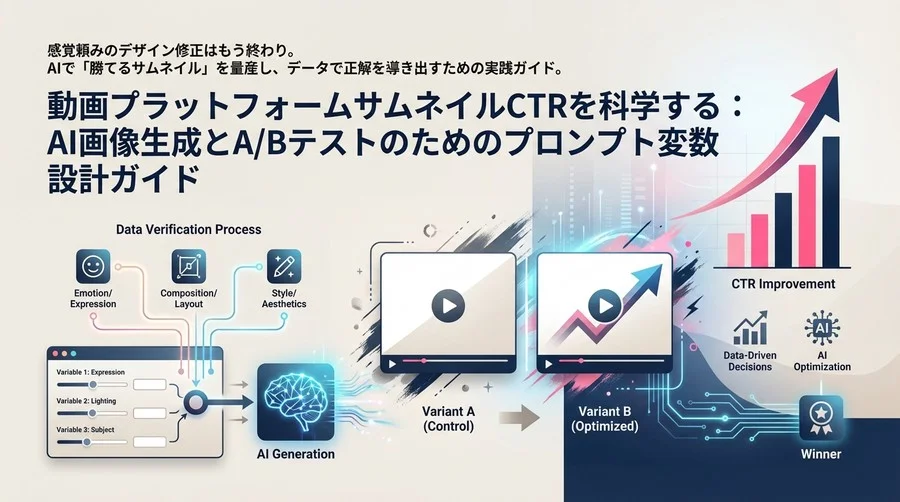 YouTubeサムネイルCTRを科学する：AI画像生成とA/Bテストのためのプロンプト変数設計ガイド