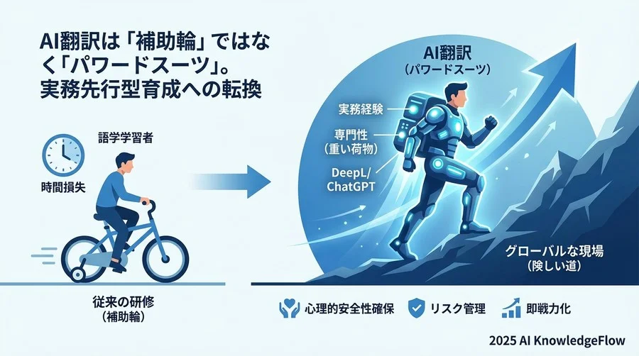 【見解】AI翻訳は「補助輪」ではなく「パワードスーツ」。実務先行型育成への転換 - Section Image