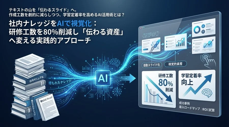 社内ナレッジをAIで視覚化：研修工数を80%削減し「伝わる資産」へ変える実践的アプローチ