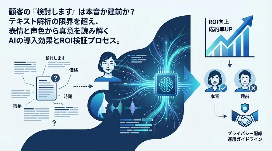 顧客の「検討します」は本音か？表情と声色で真意を解くマルチモーダルAIのROI検証