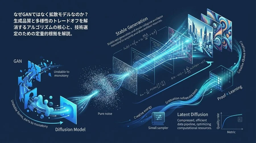 GANから拡散モデルへ：画像生成AIの実装選定を支える技術的根拠とアルゴリズムの核心