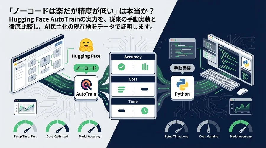 Hugging Face AutoTrain実証：ノーコードAI開発は手動実装の代替になるか？精度とコストの徹底比較