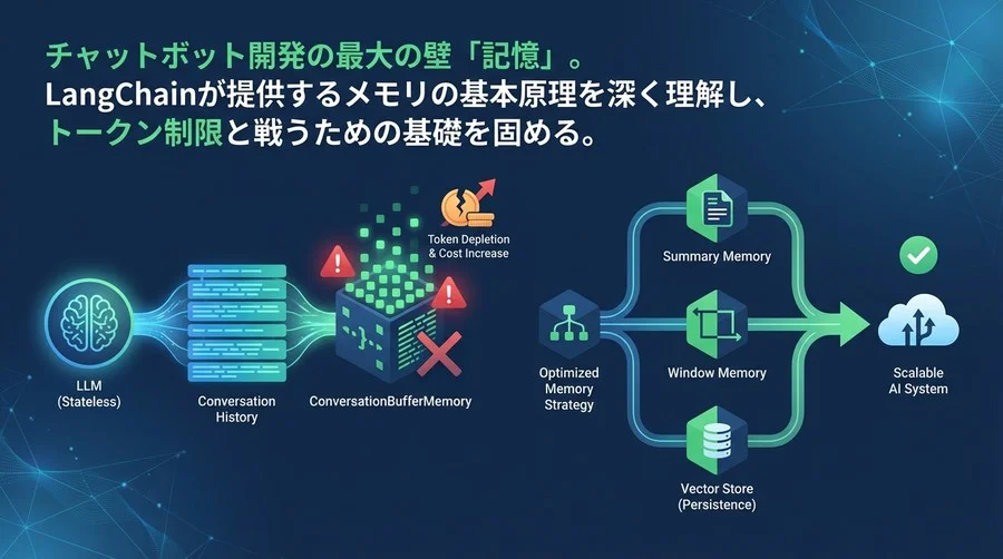 LangChainメモリ管理の落とし穴：ConversationBufferMemoryの全記憶メカニズムとトークン枯渇の真実