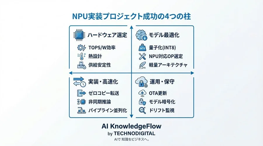 エッジAIの発熱問題を解決するNPU実装ガイド：省電力とリアルタイム推論を両立させる量子化・最適化パイプライン - Conclusion Image