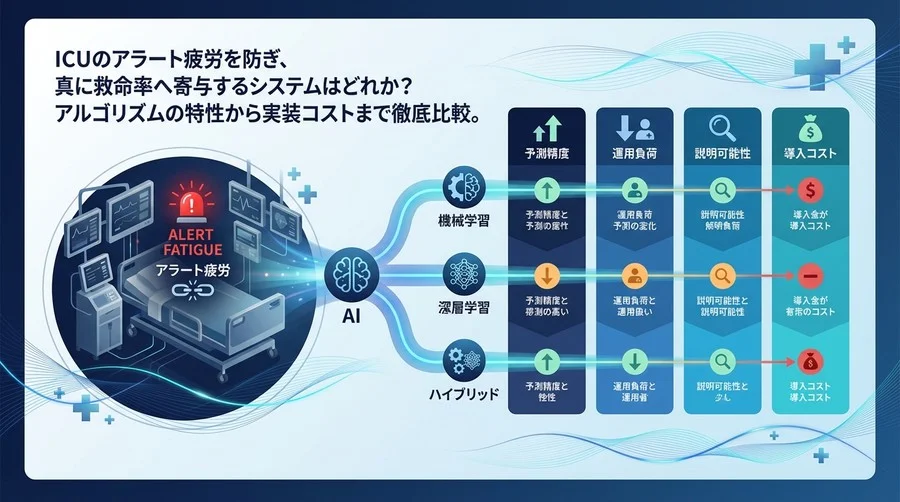 ICUのアラート疲労を断つ敗血症予測AI：3つの解析手法と実装コストの徹底比較