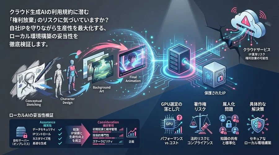 アニメ制作現場のIPを守る「ローカルAI」構築論：Stable Diffusion導入の技術・法務リスクと解決策