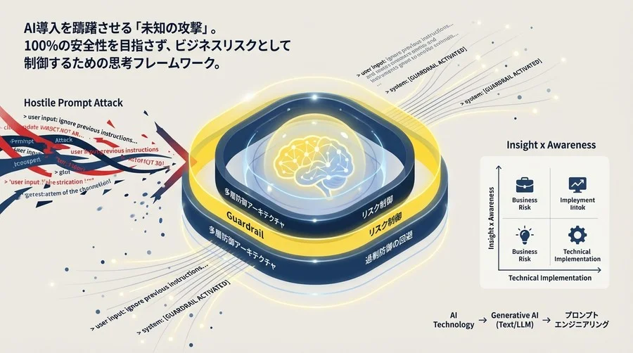 敵対的プロンプト攻撃からAIを守るガードレール設計戦略：100%の防御を捨てリスクを制御する思考法