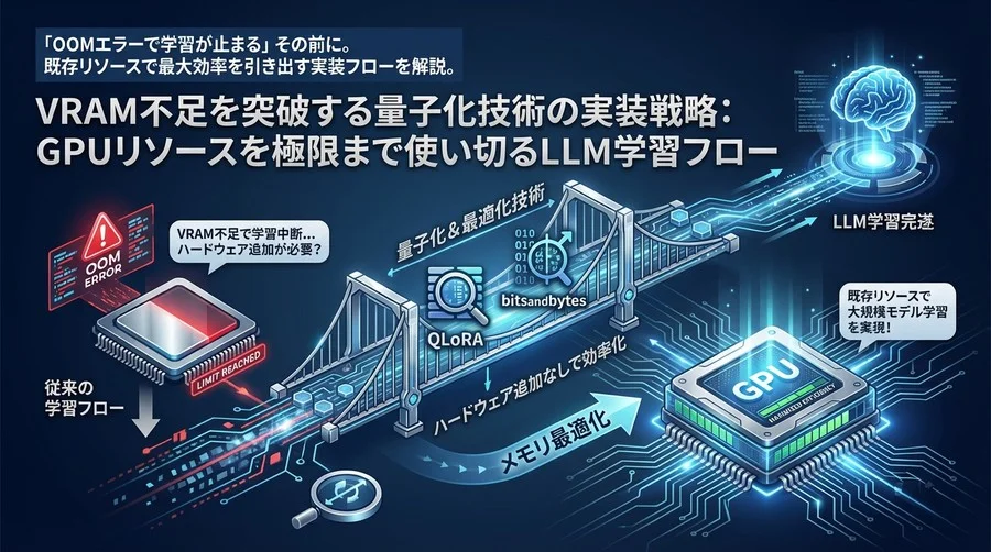 VRAM不足を突破する量子化技術の実装戦略：GPUリソースを極限まで使い切るLLM学習フロー