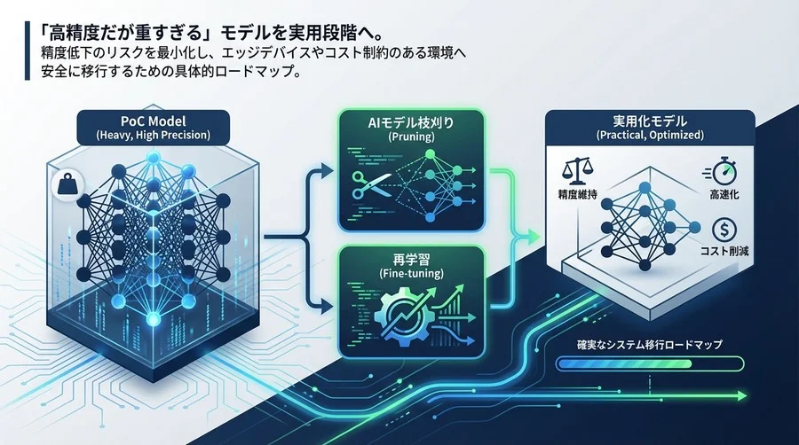 精度維持と高速化を両立。AIモデル枝刈りから再学習までの確実なシステム移行ロードマップ