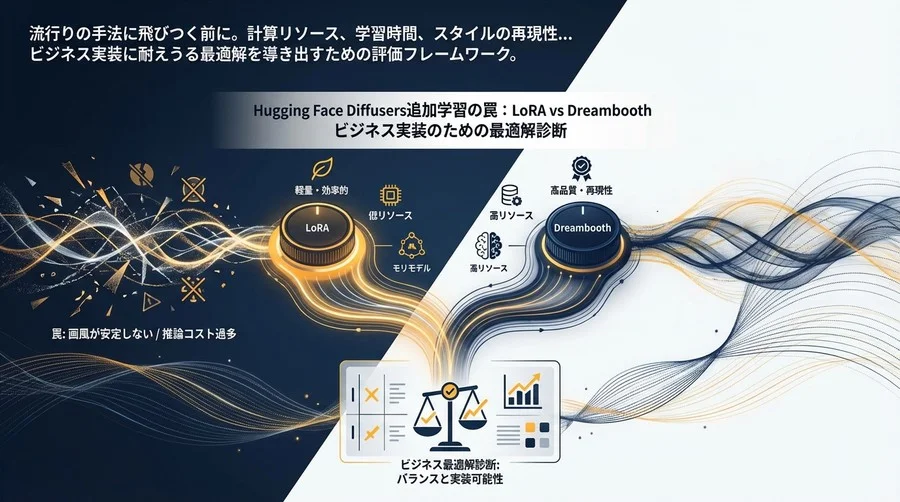 Hugging Face Diffusers追加学習の罠：LoRA vs Dreambooth ビジネス実装のための最適解診断