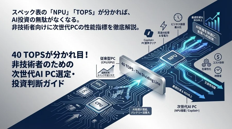 40 TOPSが分かれ目！非技術者のための次世代AI PC選定・投資判断ガイド