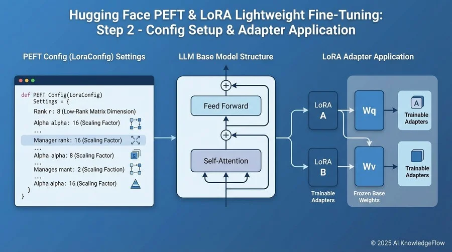 実装Step 2：PEFT Configの設定とLoRAアダプタの適用 - Section Image