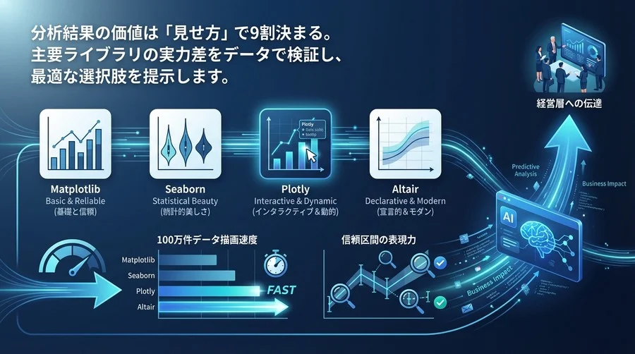 Python可視化ライブラリ性能比較：予測分析を『伝わる』に変える4つの選択肢と描画速度ベンチマーク
