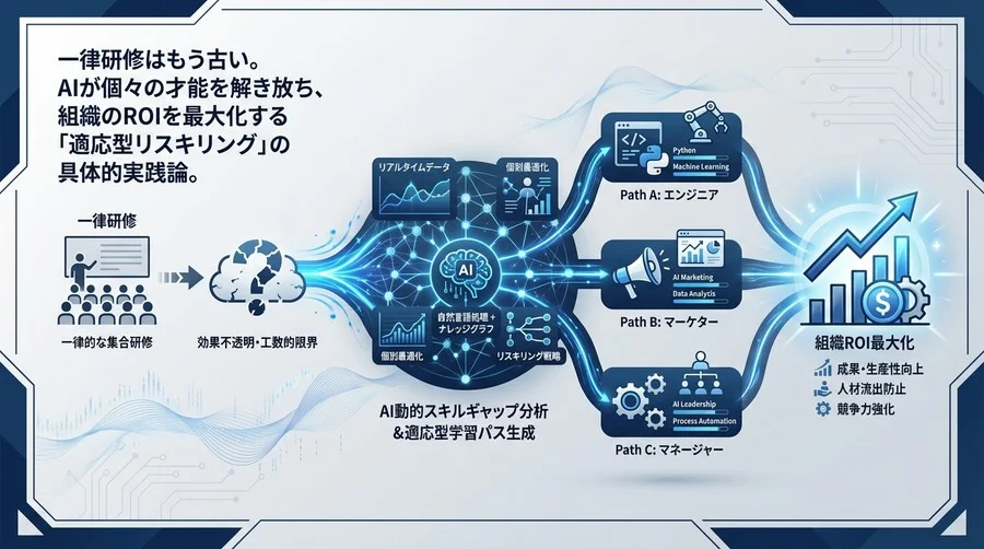 一律研修からの脱却：AI動的スキルギャップ分析と適応型学習パス生成による組織ROI最大化の実践論