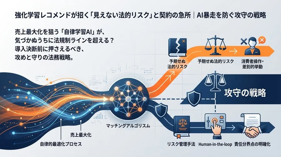 強化学習レコメンドが招く「見えない法的リスク」と契約の急所｜AI暴走を防ぐ攻守の戦略