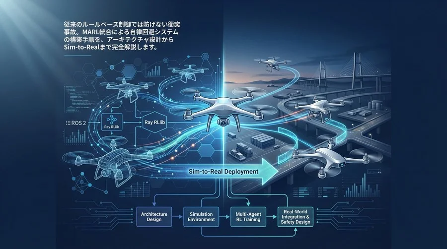 マルチエージェント強化学習でドローン衝突ゼロへ：Sim-to-Real実装と安全設計の全工程